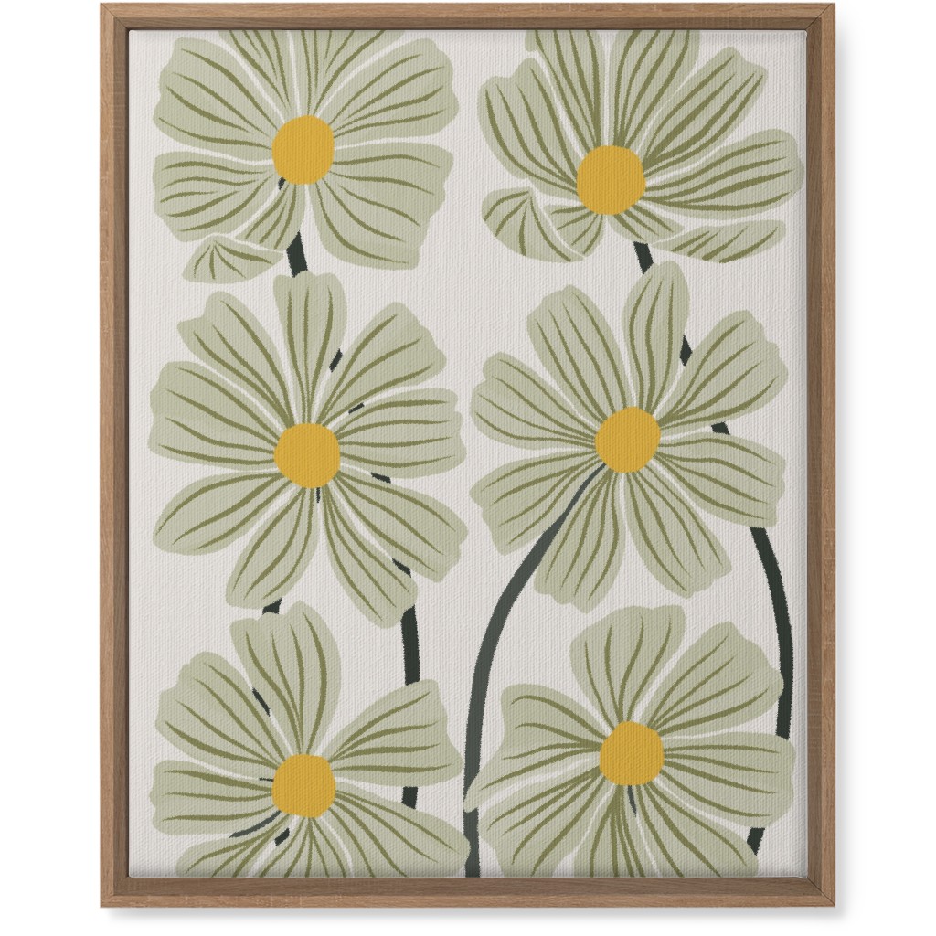 Botanical Cosmos Flowers Wall Art, Natural, Single piece, Canvas, 16x20, Green, Pear