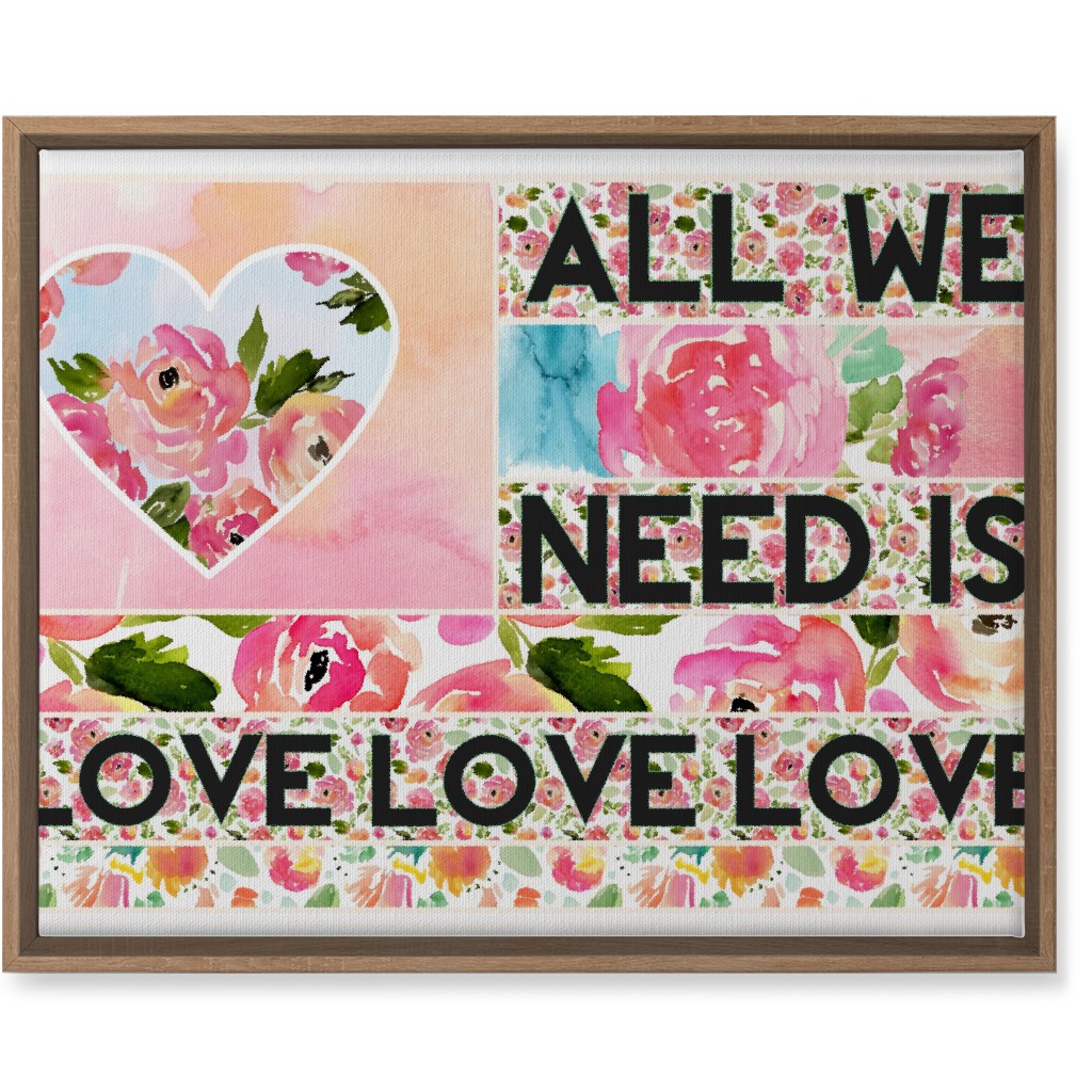 All We Need Is Love - Pink Wall Art, Natural, Single piece, Canvas, 16x20, Pink