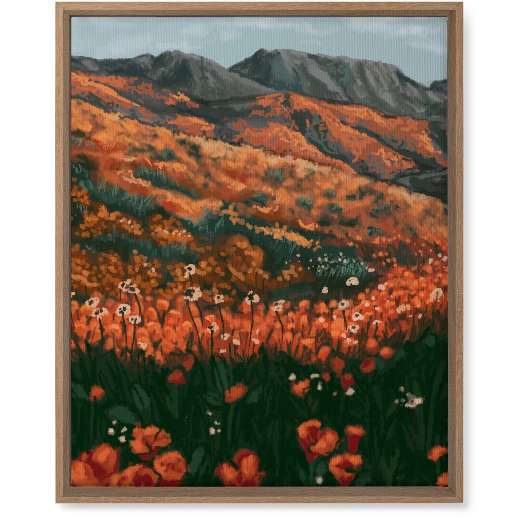 Field of Flowers - Orange and Multi Wall Art, Natural, Single piece, Canvas, 16x20, Orange, Orange