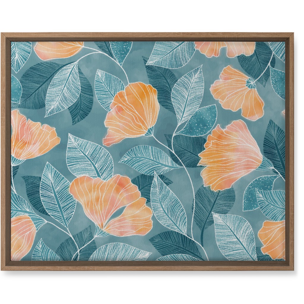 Rose of Sharon - Pink & Blue Wall Art, Natural, Single piece, Canvas, 16x20, Blue, True Blue