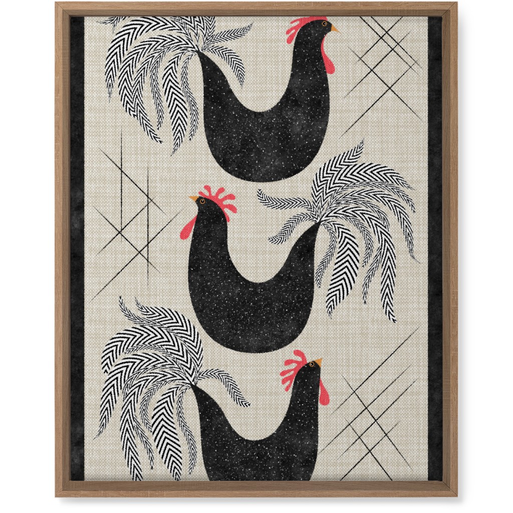 Roosters! - Black & White Wall Art, Natural, Single piece, Canvas, 16x20, Black
