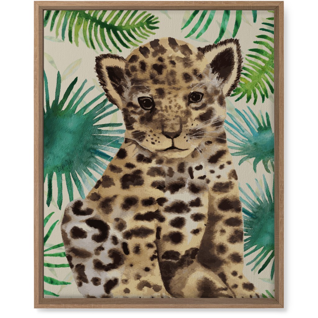 Baby Leopard Portrait Wall Art, Natural, Single piece, Canvas, 16x20, Brown, Brown