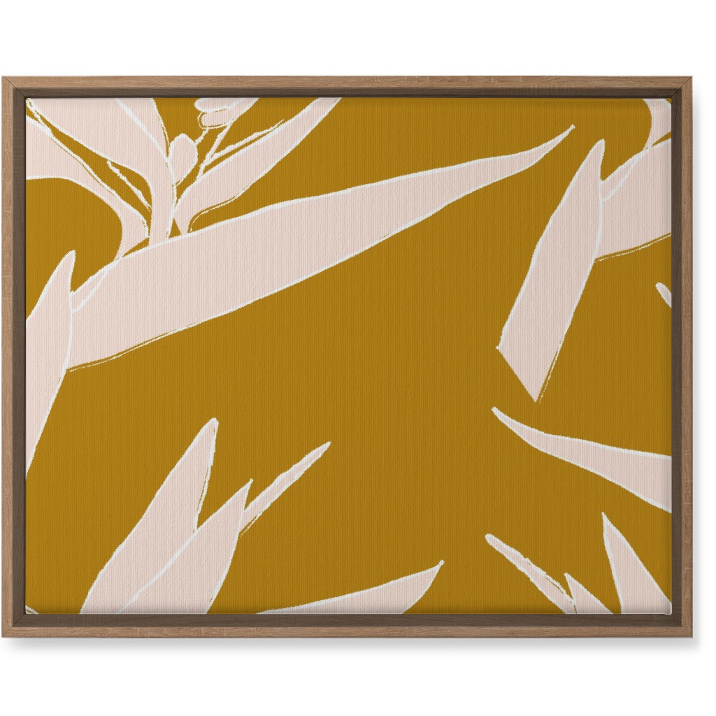 Birds of Paradise - Mustard and Pale Peach Wall Art, Natural, Single piece, Canvas, 16x20, Yellow