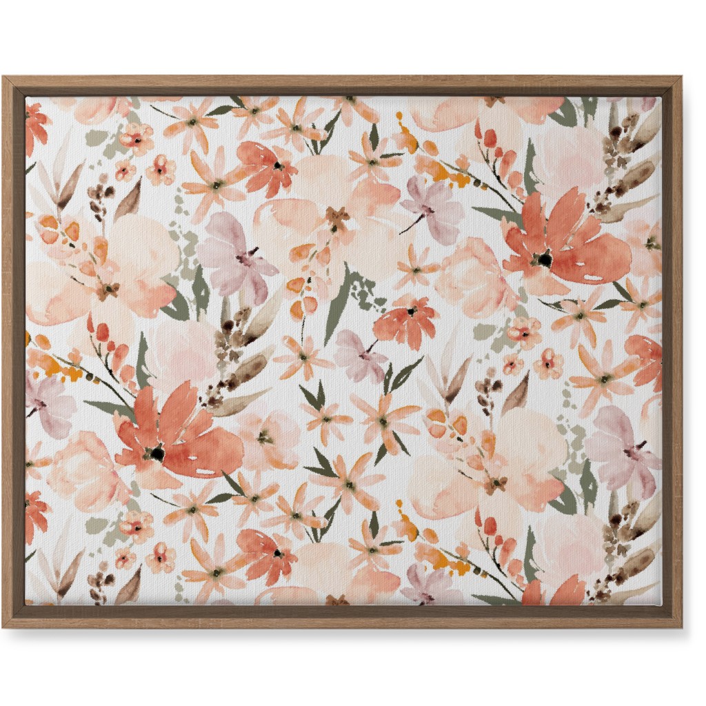 Earth Tone Floral Summer in Peach & Apricot Wall Art, Natural, Single piece, Canvas, 16x20, Pink, Bright Pink