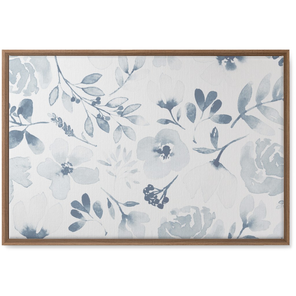 Faded Floral Watercolor - Light Blue Wall Art, Natural, Single piece, Canvas, 20x30, Blue, True Blue