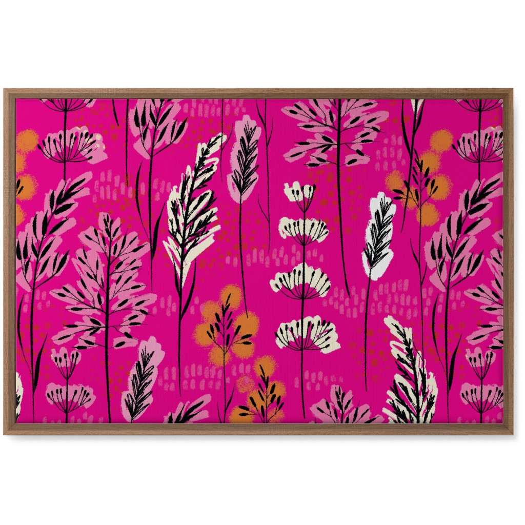 Wild Grasses on Pink Skies Wall Art, Natural, Single piece, Canvas, 20x30, Pink, Bright Pink