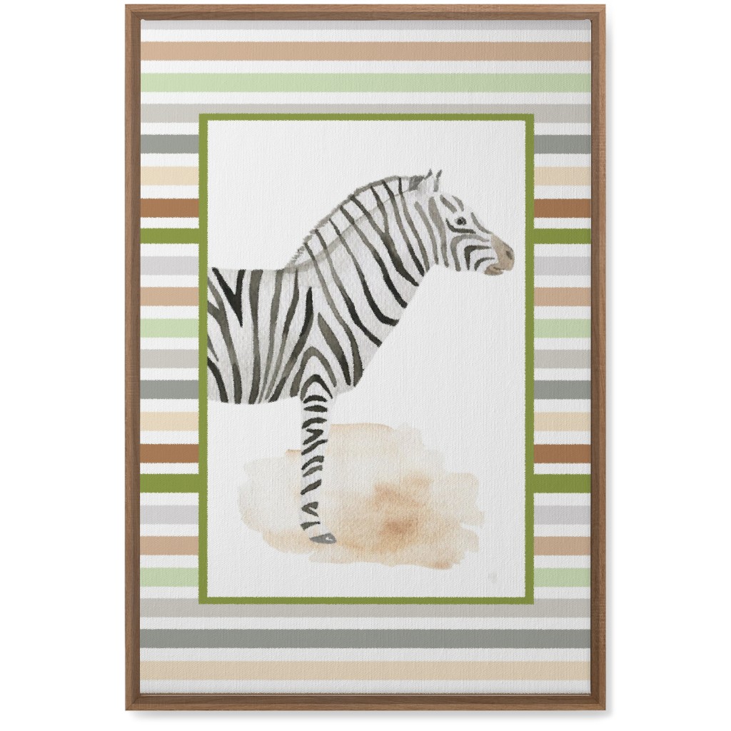 Jungle Safari Animals and Stripes - Zebra Wall Art, Natural, Single piece, Canvas, 20x30, Multicolor