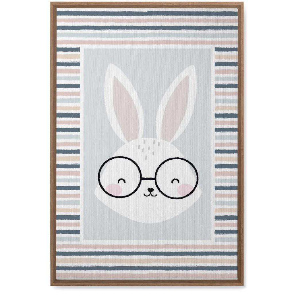 Spring Baby Boy Bunny - Neutral Soft Palette Wall Art, Natural, Single piece, Canvas, 20x30, Blue