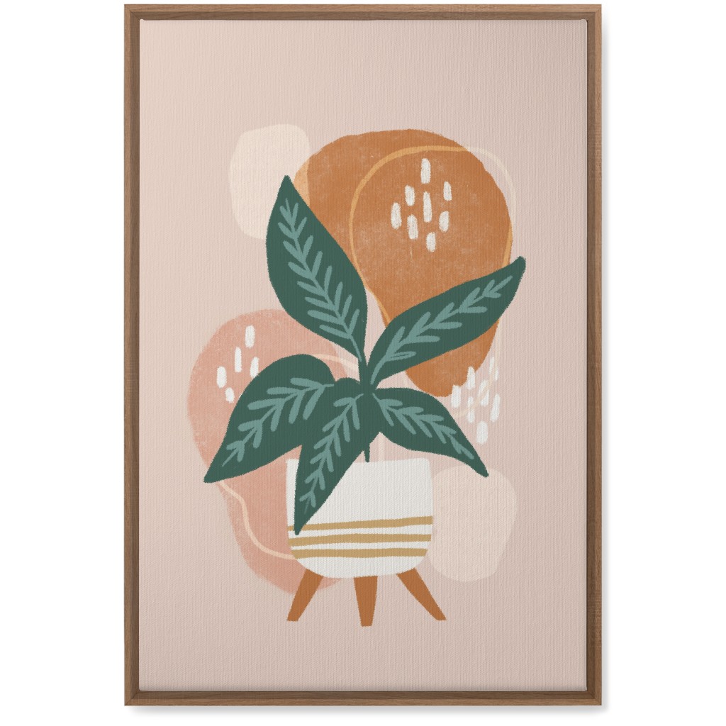 House Plant on Blush Wall Art, Natural, Single piece, Canvas, 20x30, Pink, Bright Pink
