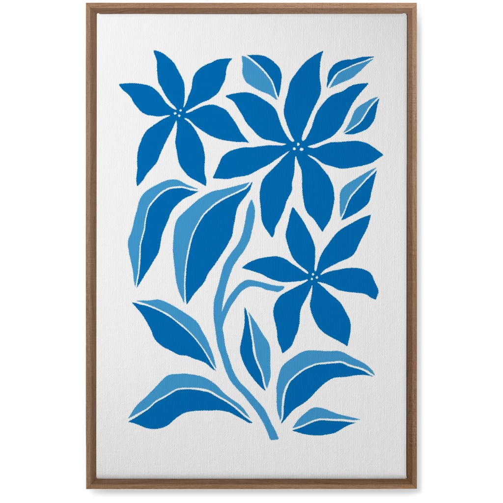 Minimalist Block Botanical Floral - Blue Wall Art, Natural, Single piece, Canvas, 20x30, Blue, True Blue