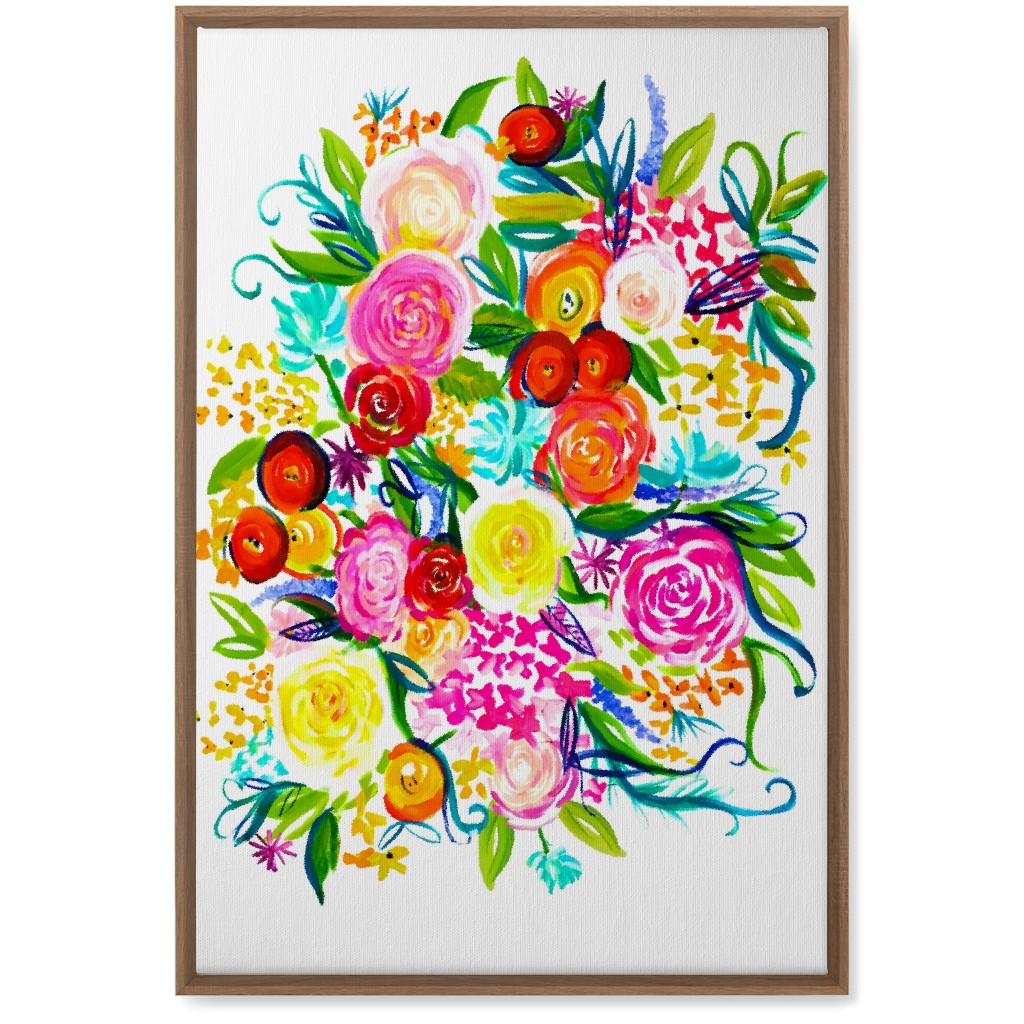 Summer Floral Acrylic Floral - Neon Wall Art, Natural, Single piece, Canvas, 20x30, Multicolor
