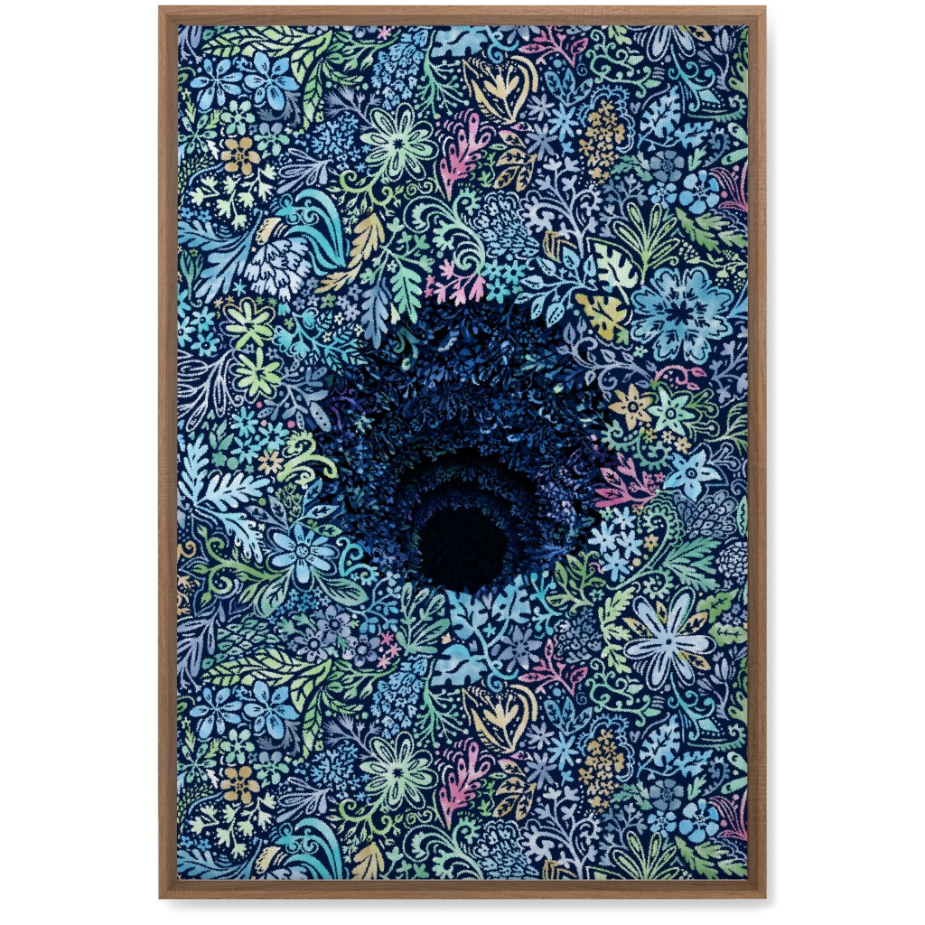 Deep Down Colorful Floral Abstract Wall Art, Natural, Single piece, Canvas, 20x30, Blue