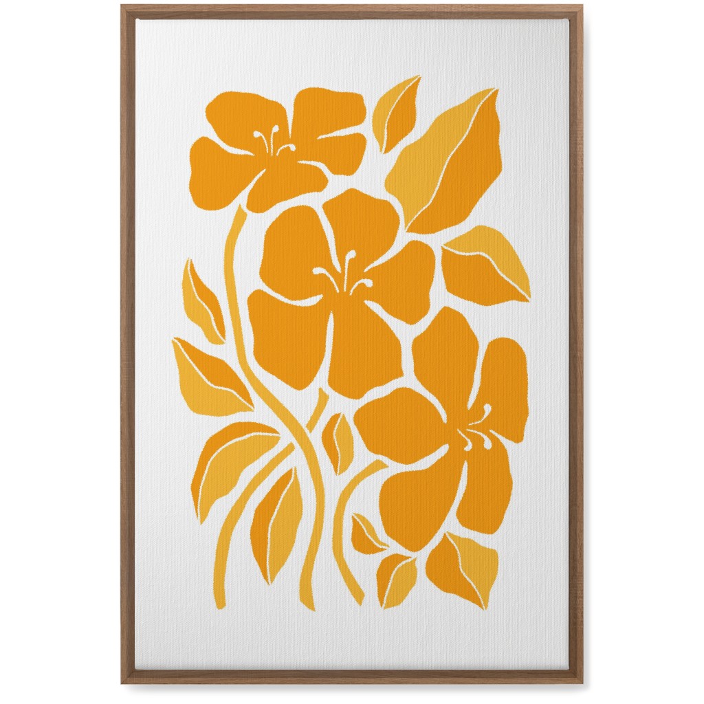 Minimalist Block Hibiscus Floral - Yellow Wall Art, Natural, Single piece, Canvas, 20x30, Orange