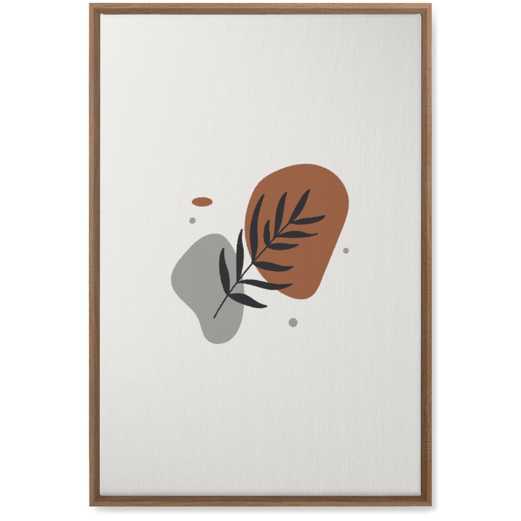 Shapes and Fern Leaf Wall Art, Natural, Single piece, Canvas, 20x30, Brown
