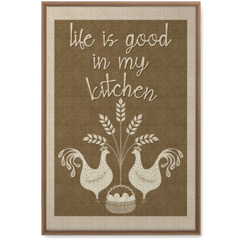 in My Kitchen Vintage Chickens - Brown Wall Art, Natural, Single piece, Canvas, 20x30, Brown, Brown