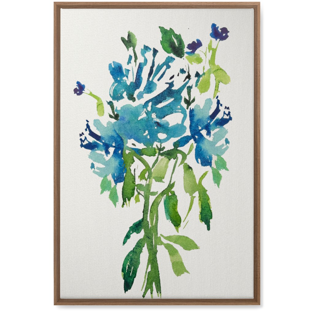 Watercolor Florals - Blue Wall Art, Natural, Single piece, Canvas, 20x30, Blue, True Blue