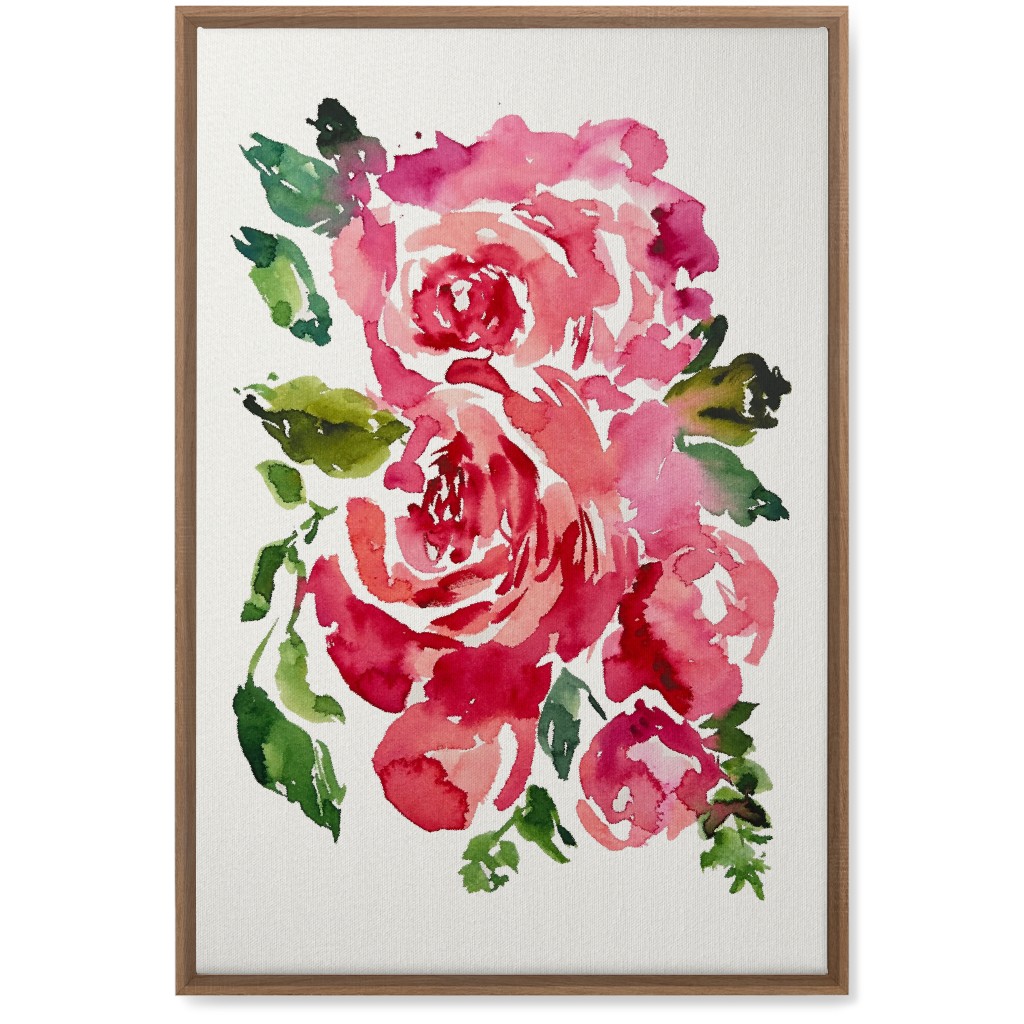 Watercolor Roses - Red Wall Art, Natural, Single piece, Canvas, 20x30, Pink