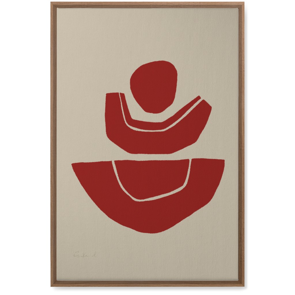 Geometric Abstract Stack Ii Wall Art, Natural, Single piece, Canvas, 20x30, Red, Cinnamon