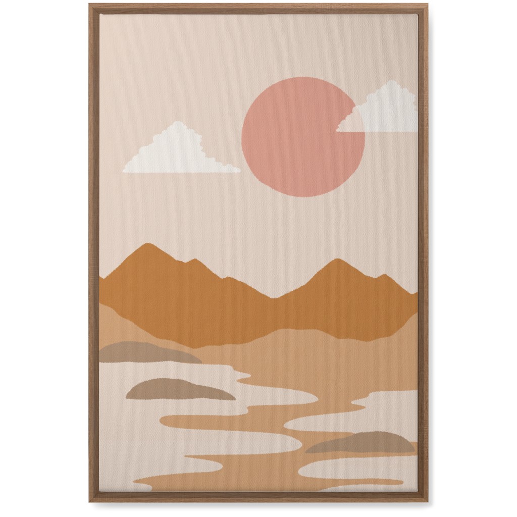 Abstract Mountain Landscape - Neutral Wall Art, Natural, Single piece, Canvas, 20x30, Orange, Orange