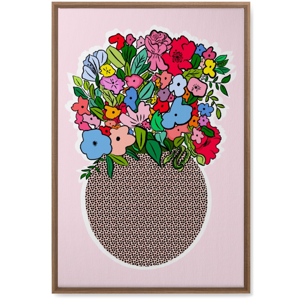 Pretty Happy - Multi on Pink Wall Art, Natural, Single piece, Canvas, 20x30, Pink, Bright Pink