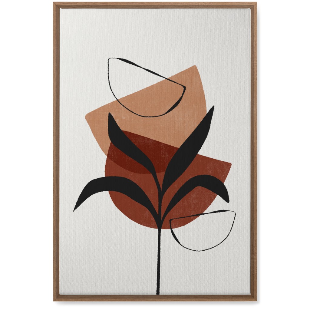 Abstract Leaf Silhouette - Terracotta and Ivory Wall Art, Natural, Single piece, Canvas, 20x30, Brown, Brown