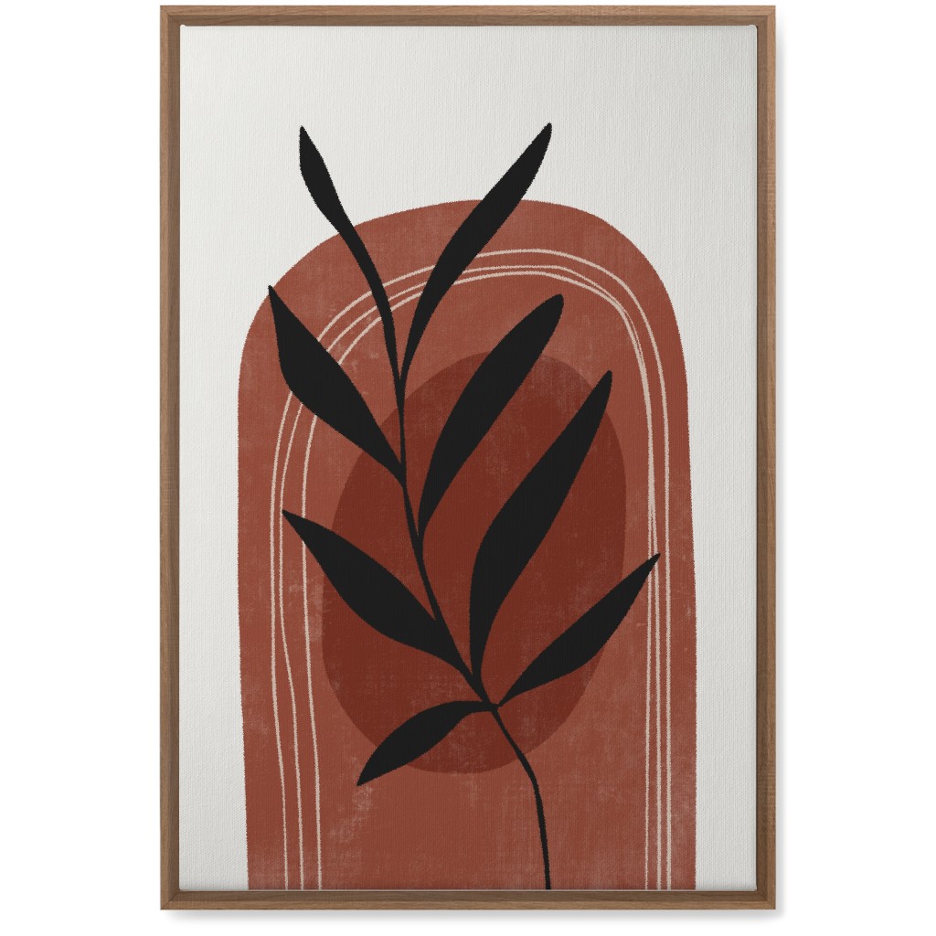 Abstract Leaf Sunrise - Terracotta and Ivory Wall Art, Natural, Single piece, Canvas, 20x30, Brown