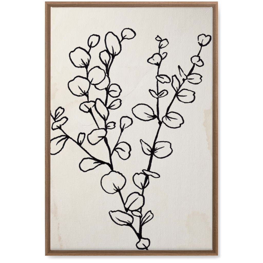 Vintage Eucalyptus Sketch - Beige and Black Wall Art, Natural, Single piece, Canvas, 20x30, Beige, Pearl