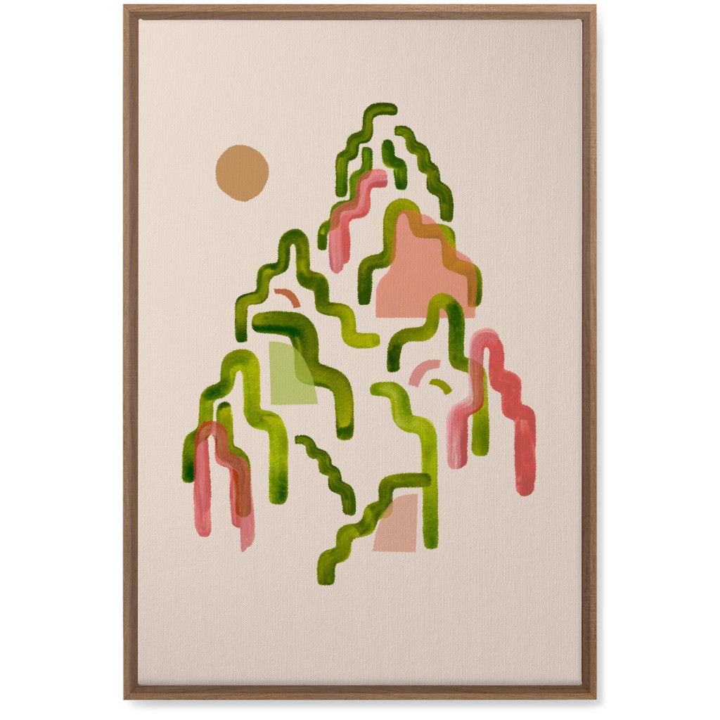 Forest Watercolor - Green and Pink Wall Art, Natural, Single piece, Canvas, 20x30, Multicolor
