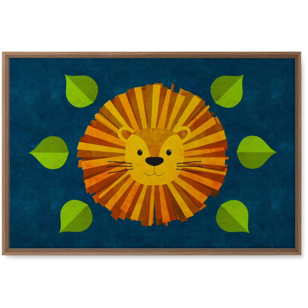 Lion Man - Multi on Blue Wall Art, Natural, Single piece, Canvas, 20x30, Orange, Orange