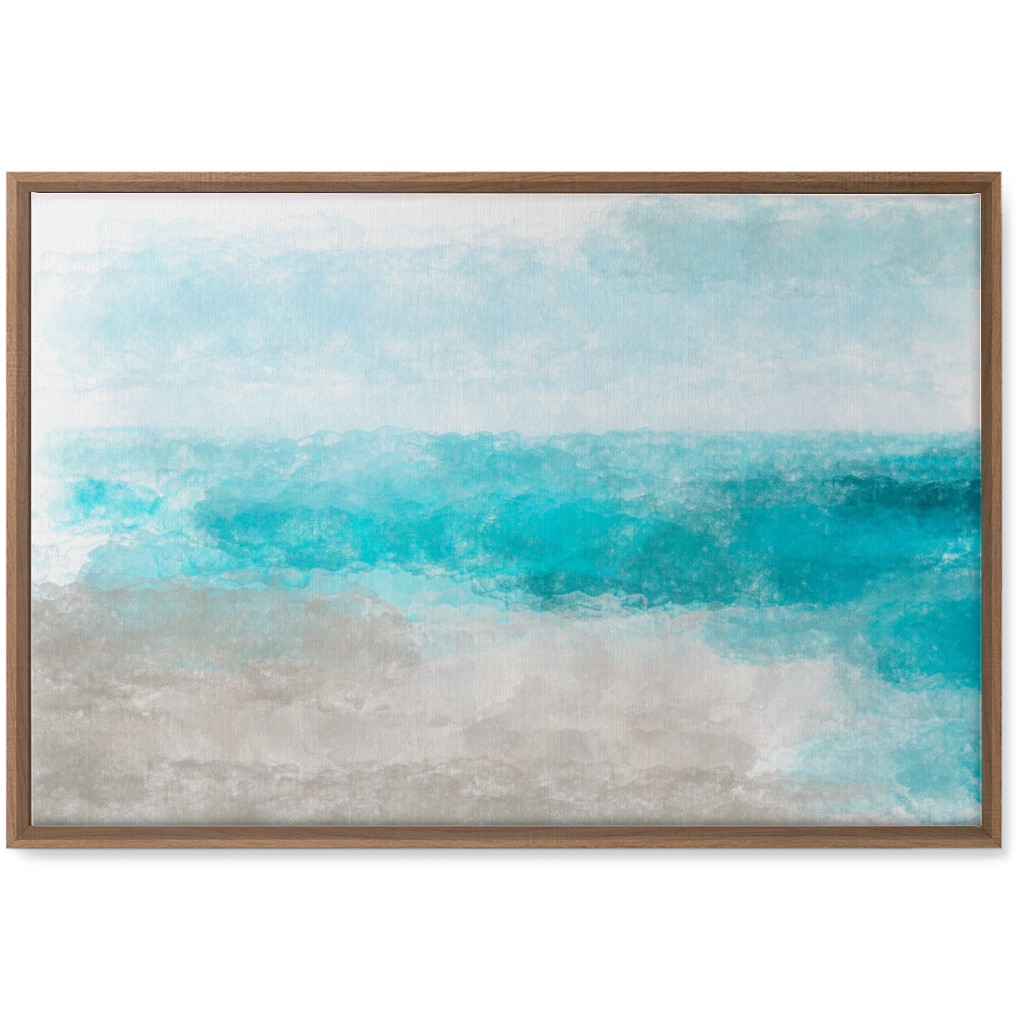 Beach Painting - Blue and Tan Wall Art, Natural, Single piece, Canvas, 20x30, Blue