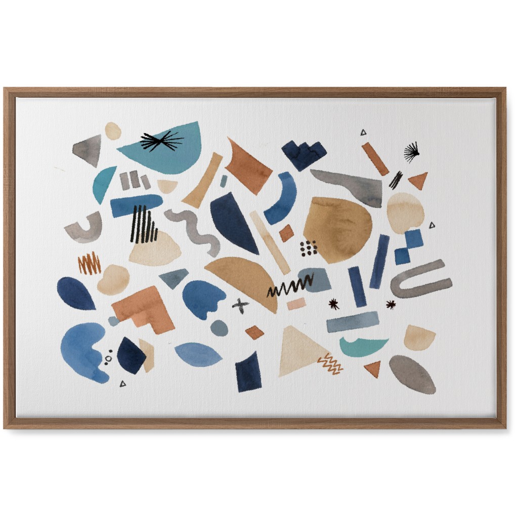 Geometric Abstract Pieces - Blue Wall Art, Natural, Single piece, Canvas, 20x30, Multicolor