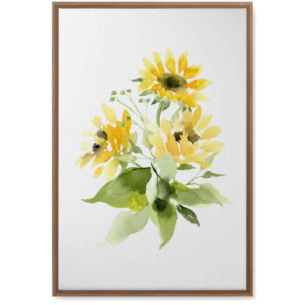 Bunch of Sunflowers Watercolor - Yellow Wall Art, Natural, Single piece, Canvas, 20x30, Yellow