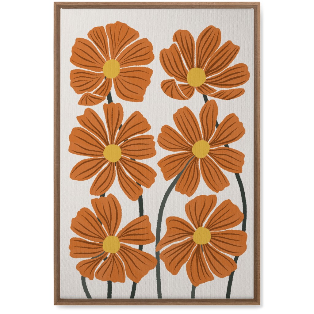 Botanical Cosmos Flowers Wall Art, Natural, Single piece, Canvas, 20x30, Orange, Nutmeg