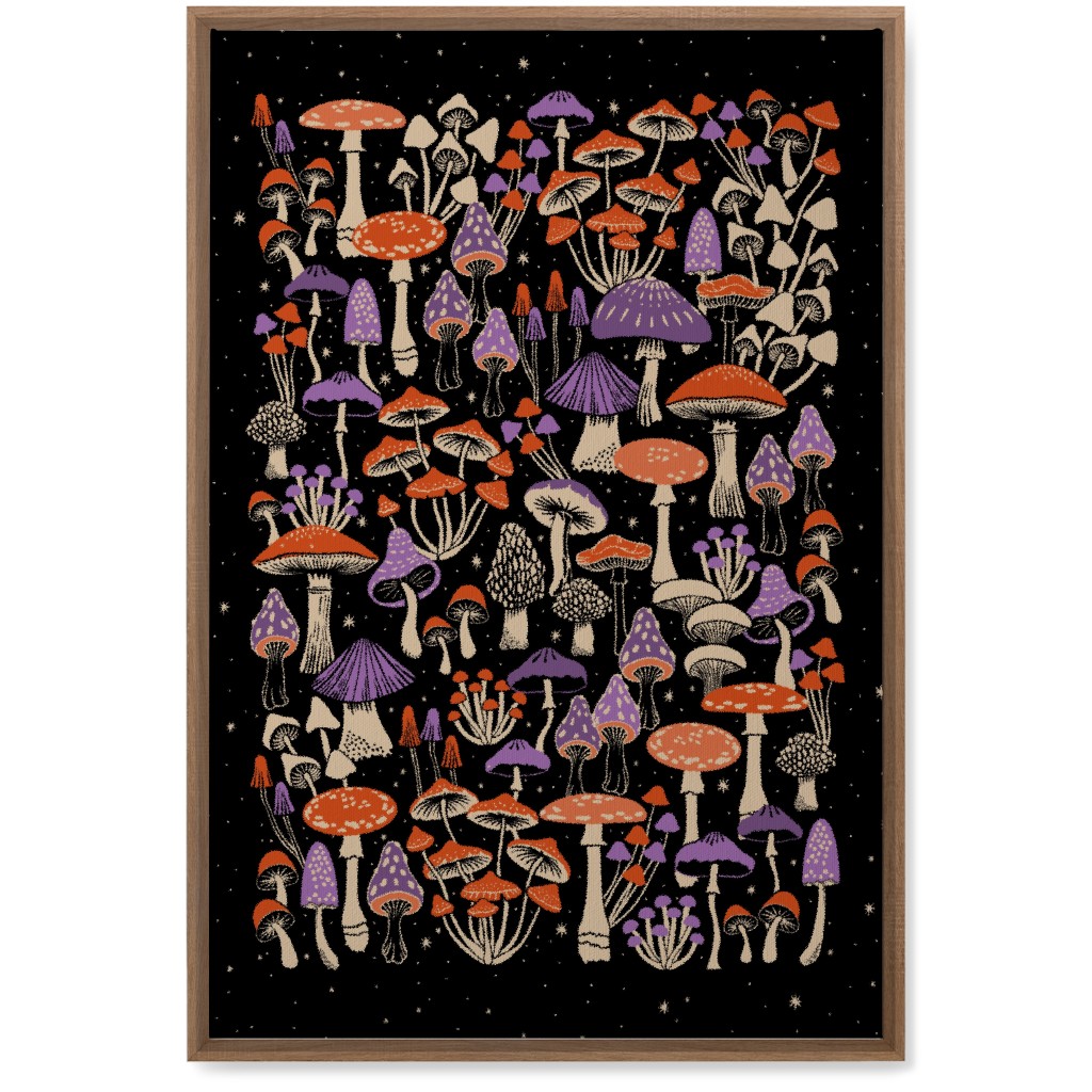 Mushrooms and Stars Wall Art, Natural, Single piece, Canvas, 20x30, Purple