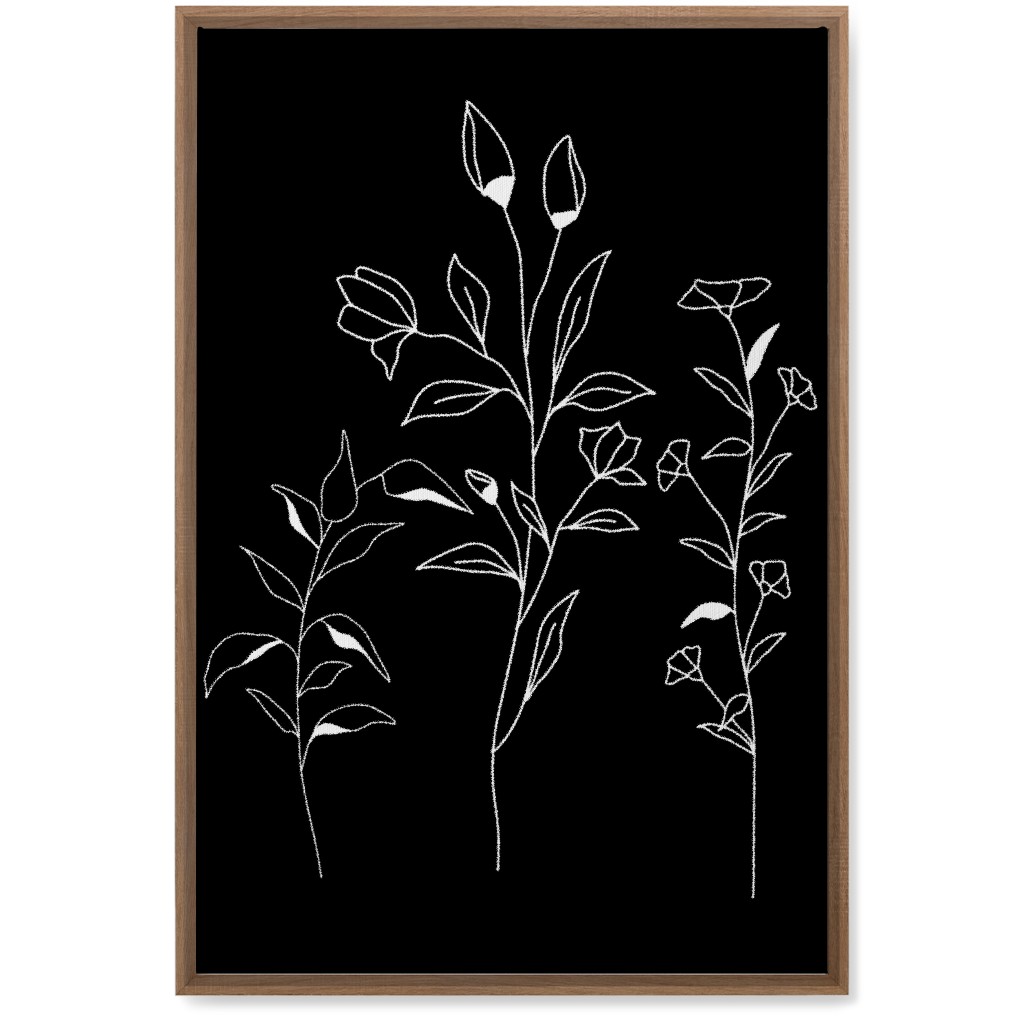 Wildflower Botanical - Black and White Wall Art, Natural, Single piece, Canvas, 20x30, Black, Black