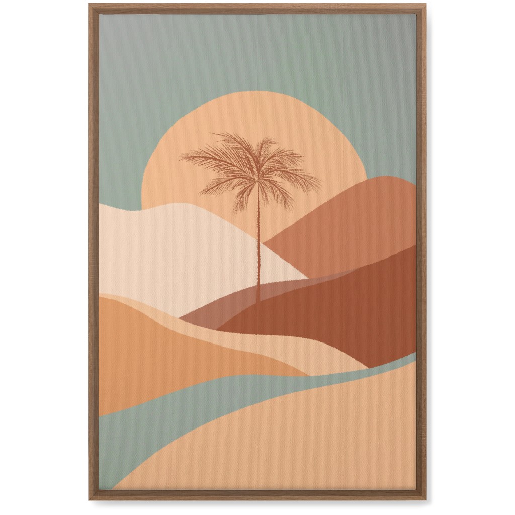 Tropical Boho Palm Sunset - Orange and Blue Wall Art, Natural, Single piece, Canvas, 20x30, Multicolor