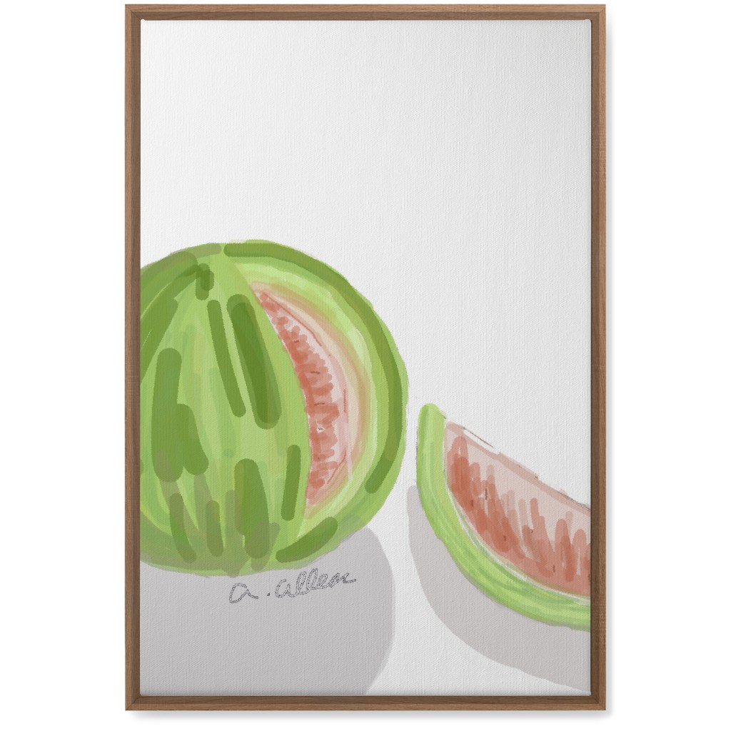 Watermelon - Green and Pink Wall Art, Natural, Single piece, Canvas, 20x30, Multicolor