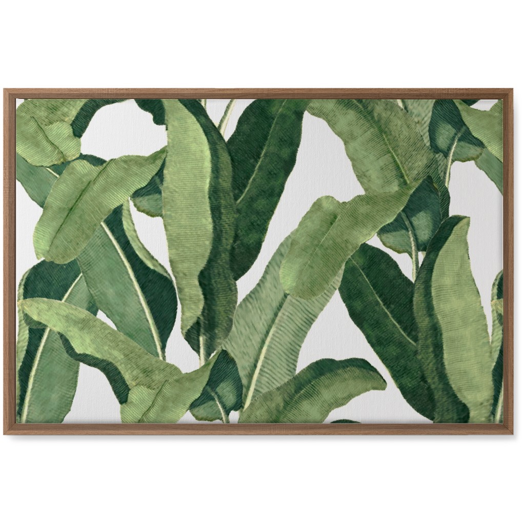 Tropical Leaves - Greens on White Wall Art, Natural, Single piece, Canvas, 20x30, Green