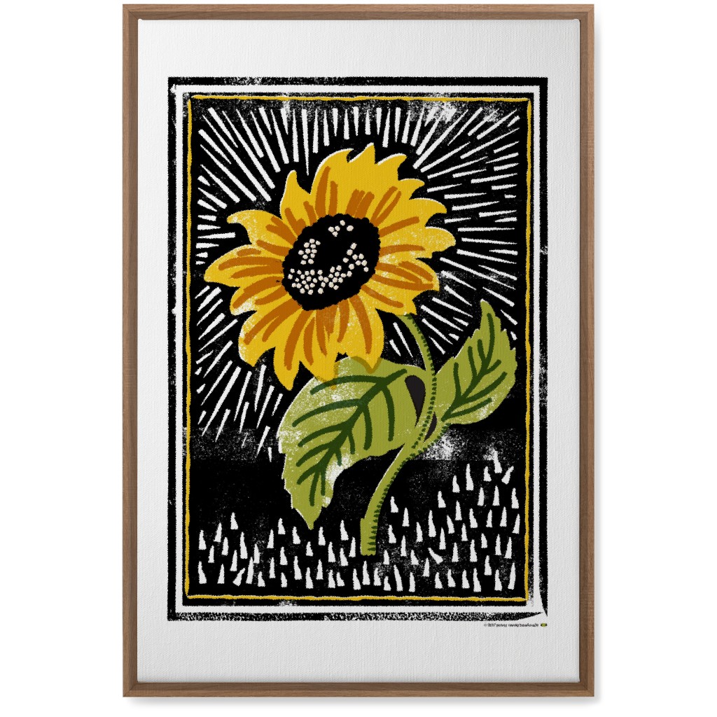 Sunflower Block Print - Multi Wall Art, Natural, Single piece, Canvas, 20x30, Multicolor