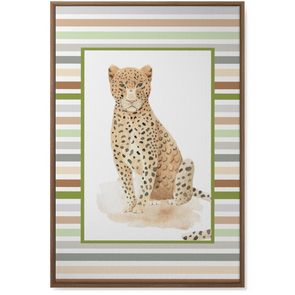 Jungle Safari Animals and Stripes - Leopard Wall Art, Natural, Single piece, Canvas, 24x36, Multicolor
