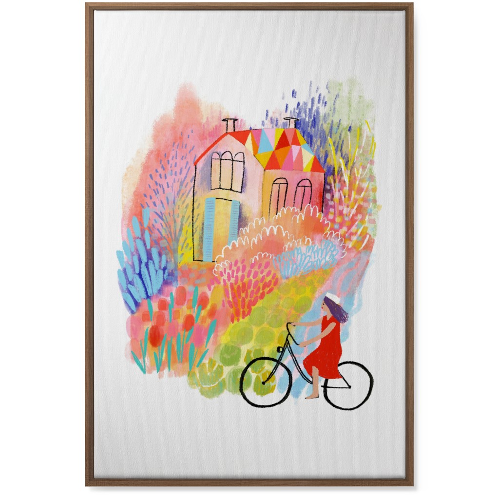 Cycling Through Spring Gardens - Multi Wall Art, Natural, Single piece, Canvas, 24x36, Multicolor
