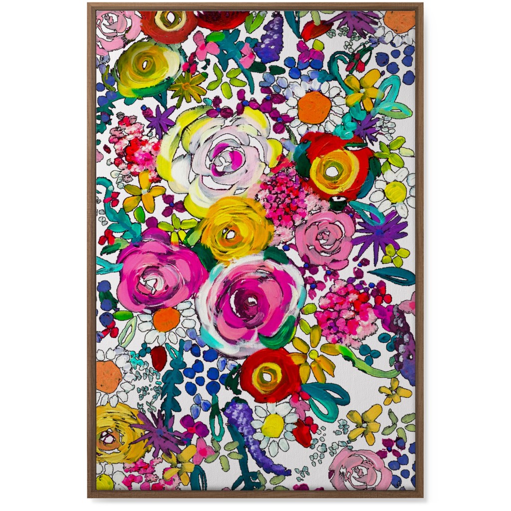 Les Fleurs Floral Painting Wall Art, Natural, Single piece, Canvas, 24x36, Multicolor