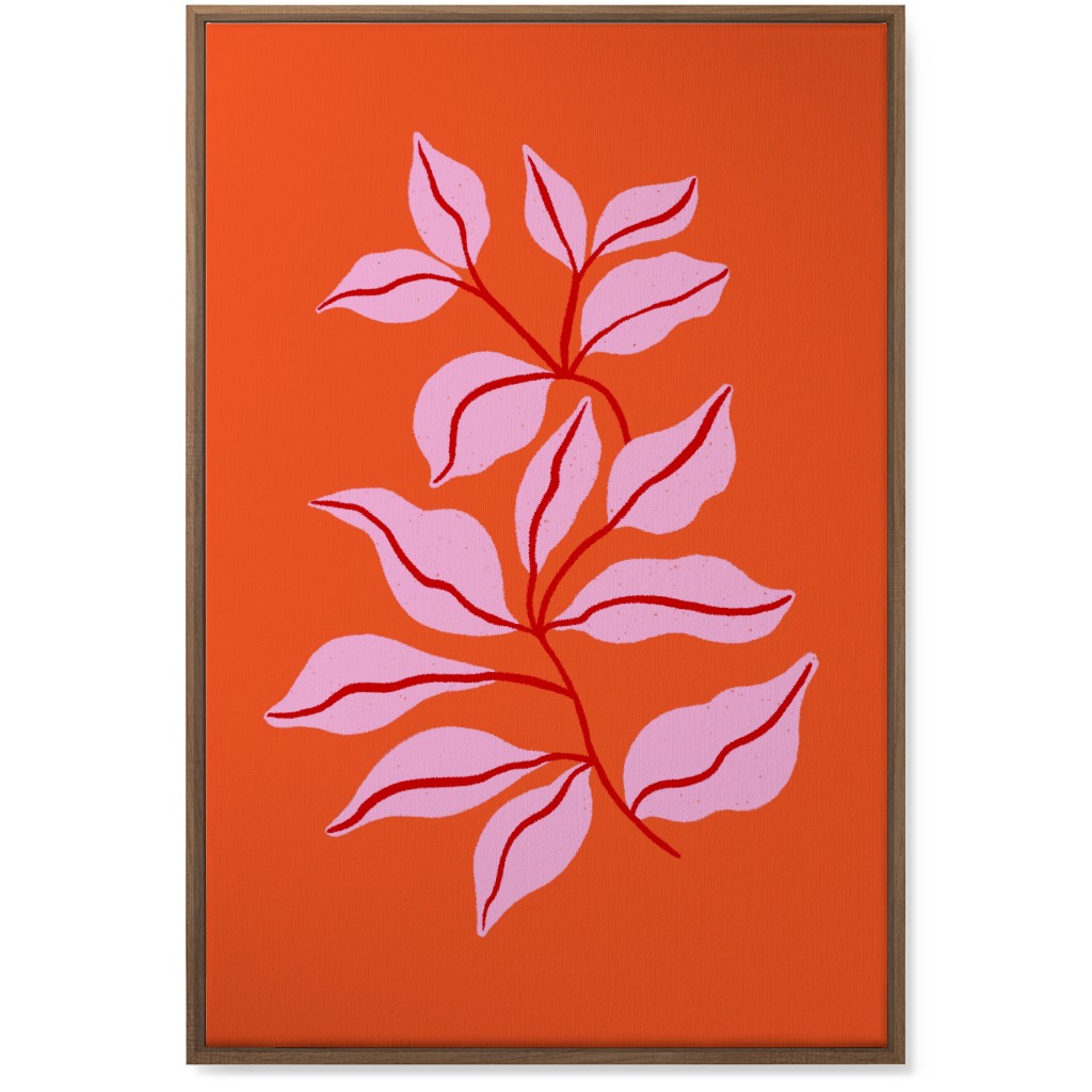 Leaf Dance - Red and Pink Wall Art, Natural, Single piece, Canvas, 24x36, Red