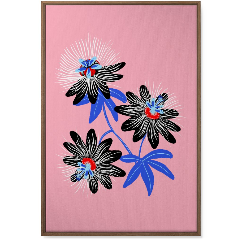 Passion Flower - Multi on Pink Wall Art, Natural, Single piece, Canvas, 24x36, Pink