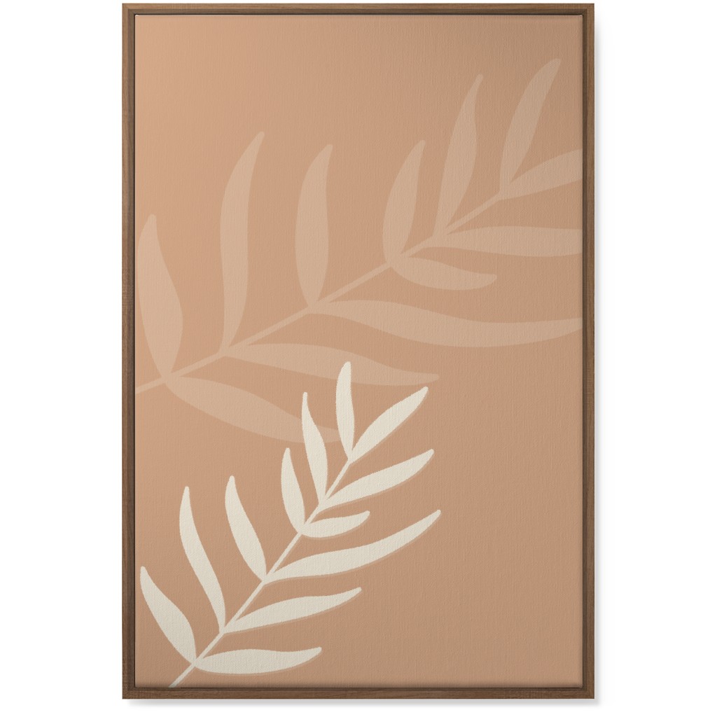 Fern Leaves in Neutral Earth Tones Wall Art, Natural, Single piece, Canvas, 24x36, Orange, Tan