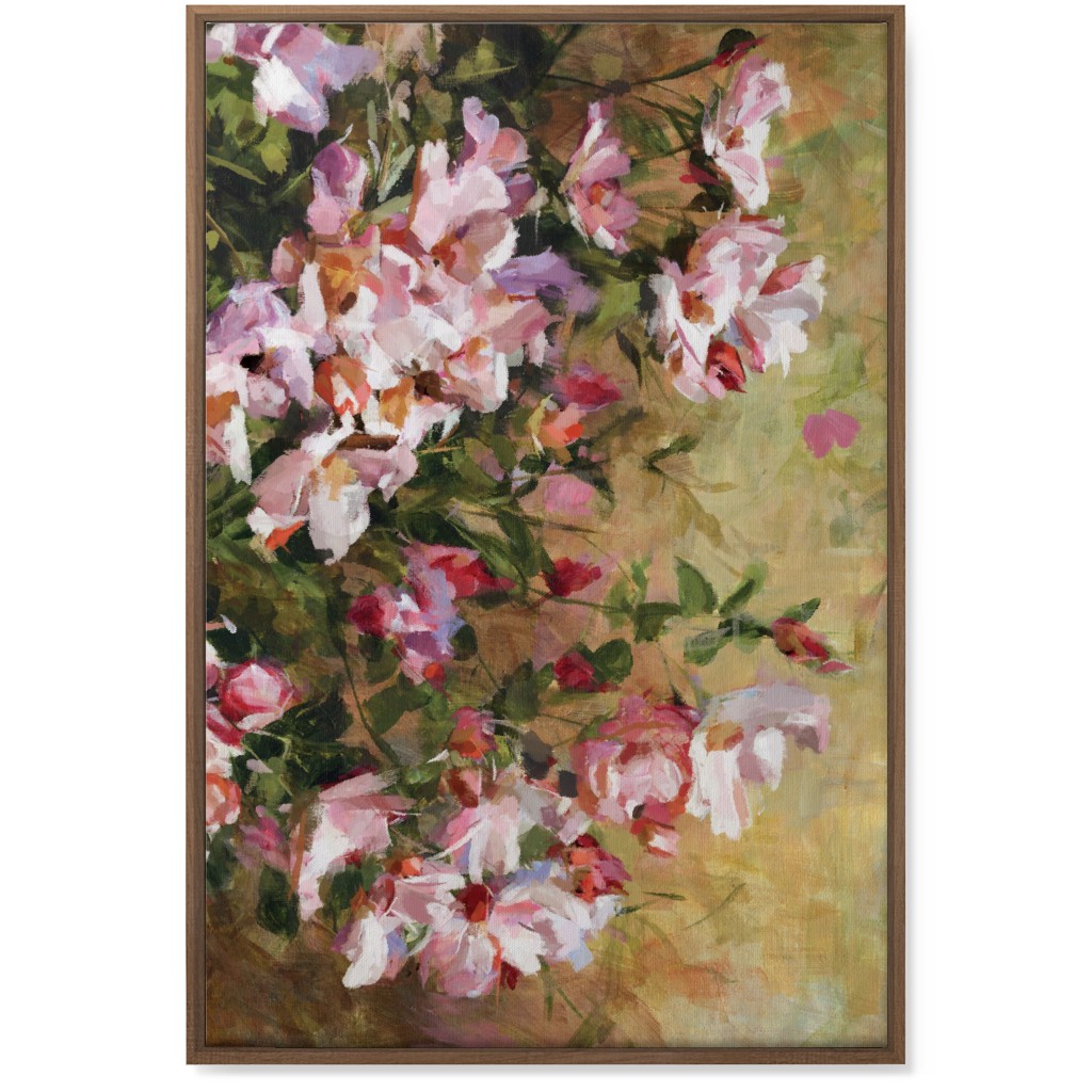 Wild Roses Painting - Pink Wall Art, Natural, Single piece, Canvas, 24x36, Pink, Bright Pink