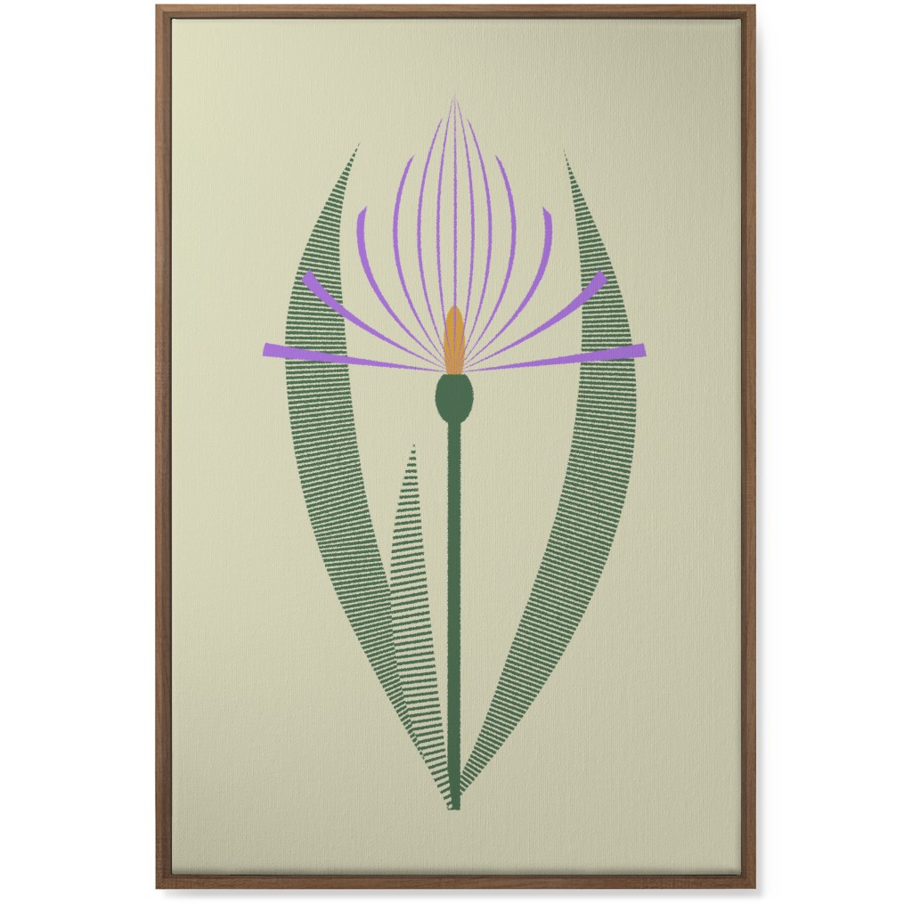 Abstract Lily Flower - Purple on Beige Wall Art, Natural, Single piece, Canvas, 24x36, Purple