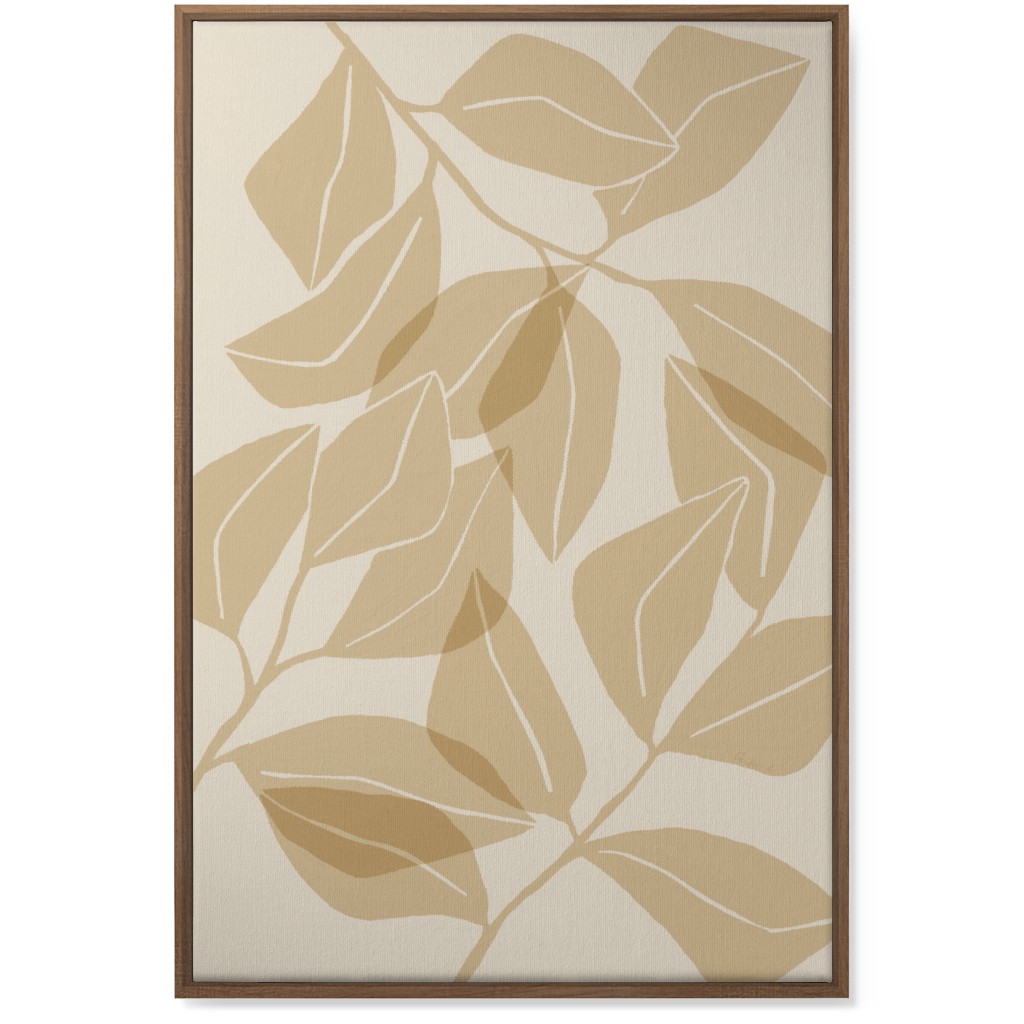 Botanical Ficus Leaves Wall Art, Natural, Single piece, Canvas, 24x36, Beige, Latte