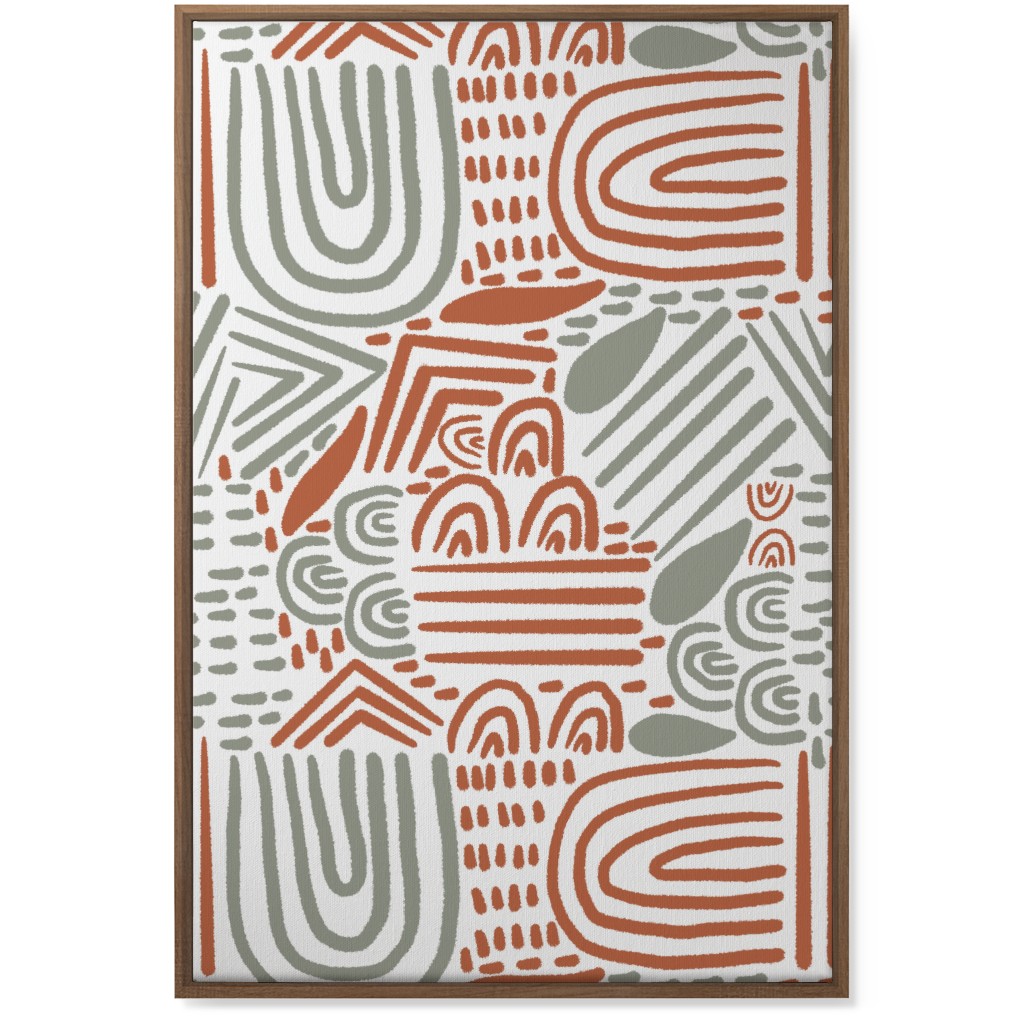 Modern Boho Abstract Shapes - Gray and Terracotta Wall Art, Natural, Single piece, Canvas, 24x36, Orange
