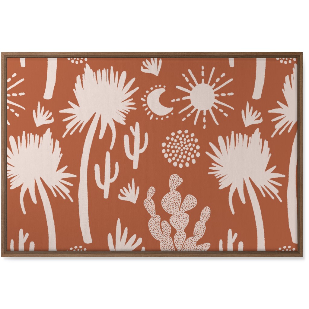 Boho Cactus and Palm Trees - Terracotta Wall Art, Natural, Single piece, Canvas, 24x36, Orange